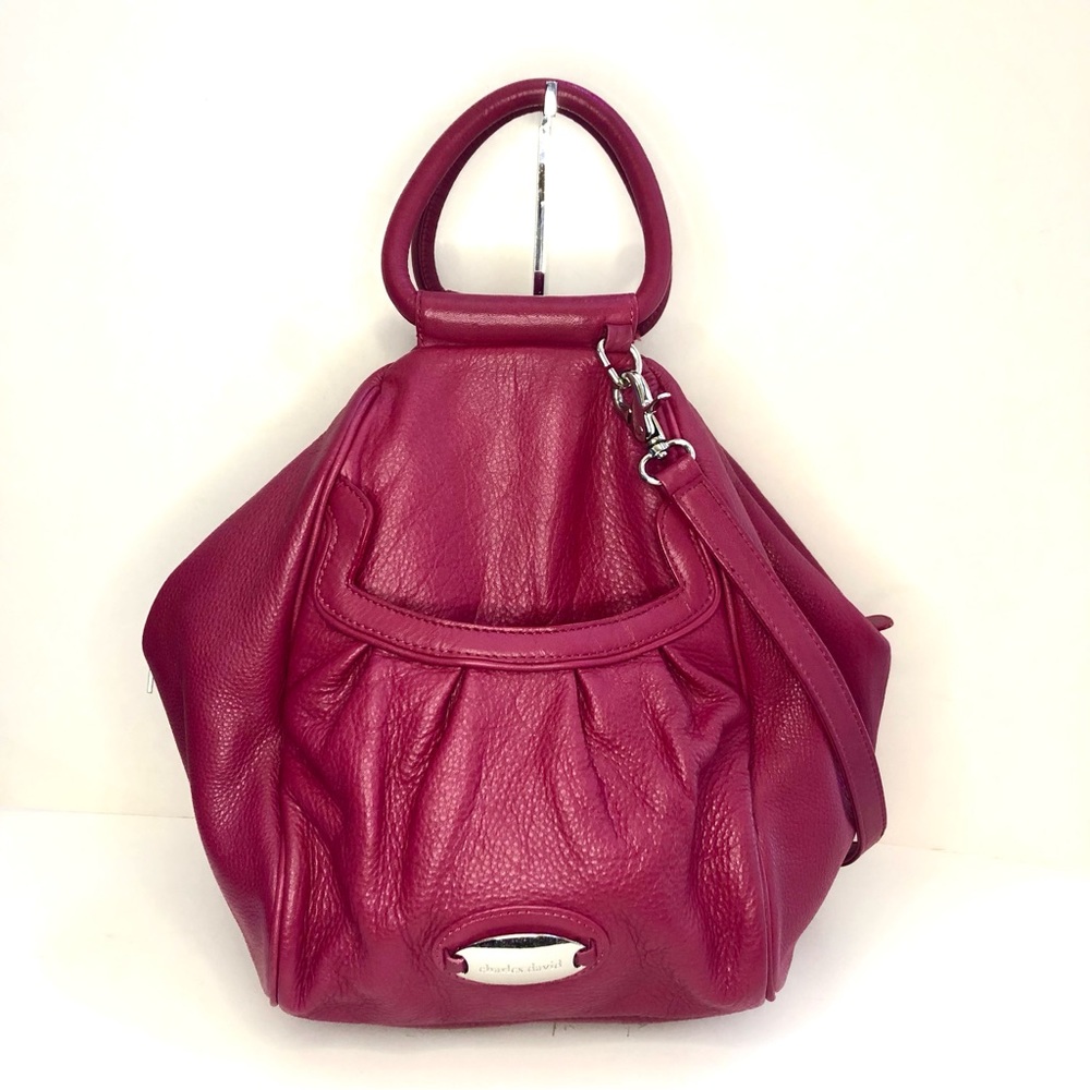 Charles David Soft Pebble Leather Large Hobo Shoulder Bag Excellent Condition.